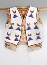 Old American Sioux Style Handmade Fully Beaded Front Hide Back Powwow Vest FV206 picture