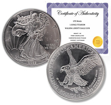 1 OUNCE OZ 999 Fine SOLID TITANIUM Precious Metal Liberty Coin INGOT Bullion OZT picture