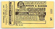 1971 HOPKINSVILLE KY FARIGROUNDS CARSON & BARNES CIRCUS ELKS LODGE TICKET Z1516 picture