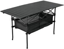 Large Aluminum Outdoor Folding Picnic BBQ Camping Table w/ Storage Basket Size L picture
