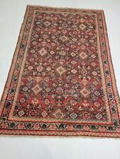 Antique Oriental Hand-Knotted Wool Area Rug Mahal Herati Design 4'4