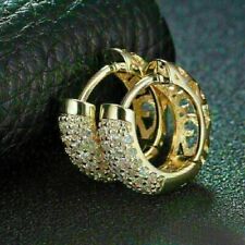 Stunning 2Ct Round Cut Moissanite Huggie Hoop Earrings In 14k Yellow Gold Plated picture