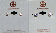 New Giani Bernini Cubic Zirconia 18K Gold over Sterling Silver Earrings 2 Pairs picture