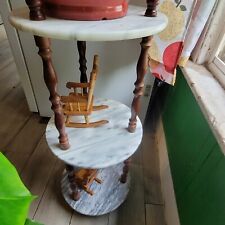Beautiful Marble Wood 3 Tier Pedestal Table Plant Stand  picture