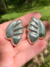 Vintage Mexican Sterling Silver Earrings Huge Clip On picture