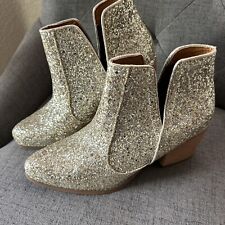 Not Rated Gold Glitter Ankle Boots Womens  Bootie Shimmer Sz7.5 picture