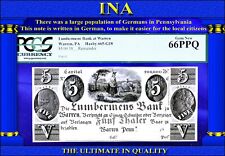 INA Pennsylvania Lumbermens Bank Warren $10 Obsolete Currency PCGS 66 PPQ German picture