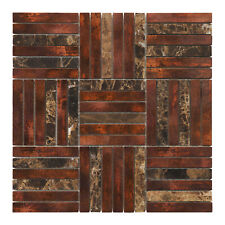 Brown Emperador Dark Marble Antique Copper Color Parquet Mosaic Tile Backsplash picture