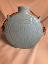 Frankoma  Number 59 Stamped Vintage Vase   Turquoise Vase With Leather Strap. picture