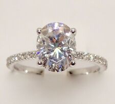 2.20Ct Oval Cut VVS1 Moissanite Solitaire Engagement Ring 14K White Gold Plated picture