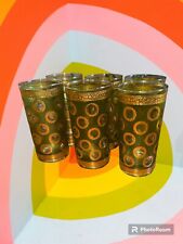 Culver MCM 22k Gold Plated High Ball Drinking Glasses Rare Set Of 6 picture
