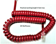 Cherry Red Handset Cord Vintage Phone Receiver Curly Cablesys Short (6 Ft)2500RD picture