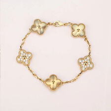 Round Cut Diamond Daisy Flower Bracelet For Gift 14K Yellow Gold Finish 7