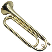 Regiment Bugle-Brass-Key of G/F-Padded Case-Quality 7C Silver Plated Mouthpiece picture