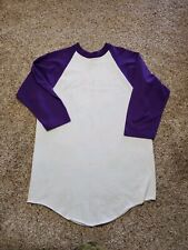 Vintage Soffe Raglan Baseball Shirt Medium Adults White Purple Crew Neck Y2K picture