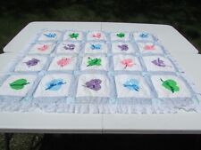 Hand Made Baby Quilt Hand Painted Hearts  49