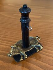 Antique Albert Pocket Watch Stand Holder Display Wood & Brass Pig Boar Tray 1920 picture