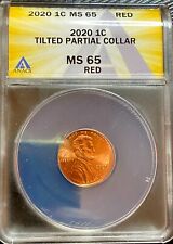 2020 Mint Error Lincoln Cent Tilted Partial Collar ANACS MS65 RD - Combined Ship picture