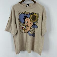 Vintage 1995 Betty Boop Sunflowers Adult XL Graphic T-shirt Beige Made in USA picture