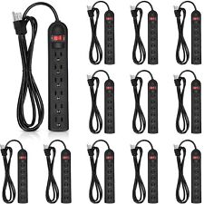 Kanayu 12 Pack 6 Outlet Surge Protector 6 ft Long Electrical Extension Black  picture