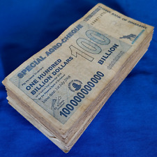 100 x 100 Billion Dollars Zimbabwe Agro Cheque 2008 Heavily Used Authentic + COA picture
