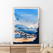 France, Val Thorens Traditional Travel poster Choose your Size picture