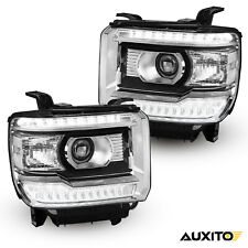2pcs Headlight Lamps For 2014-2018 GMC Sierra 1500 2500 3500 BLACK/CLEAR LED DRL picture