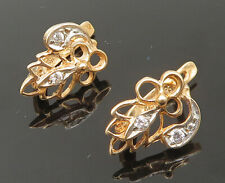 EAST EUROPE 14K GOLD - Vintage Rose Gold Cubic Zirconia Drop Earrings - GE159 picture