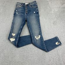 We The Free Jeans Womens 27 Blue Button Fly Distressed High Rise Stretch 27x26 picture