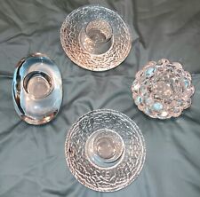Orrefors Crystal 2-Votive,1- Rasberry & 1-Oval  Candle Holder. Lot Of 4 picture