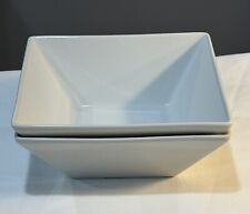 2 Fitz & Floyd Everyday White Porcelain Square Salad Bowls Set Of 2 Excellent picture