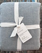 Pottery Barn Belgian Flax Linen Duvet Cover King/Cal King NWT Chambray Blue picture
