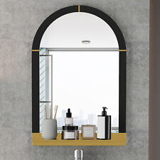 Wisfor Retro Wall Mounted Mirror with Shelf Black Frame for Bathroom Bedroom  picture