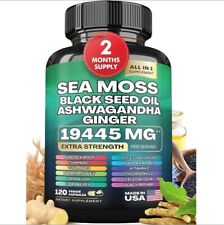 Sea Moss 7000mg Black Seed Oil 4000mg Ashwagandha,60,120 / 180 Veggie Capsules ✅ picture