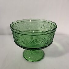 Vintage E. O. Brody Co. M6000 Green Glass Pedestal Compote Bowl Dish picture