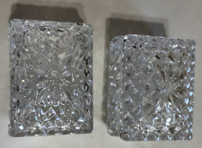Clear Crystal Glass Rectangle Lidded Flower Diamond Pattern Trinket Boxes (2) picture