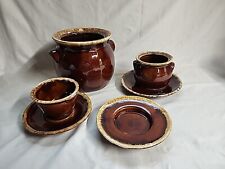 Vintage Lot Of USA Brown Drip Hull Soup Bowl Maple Leaf Monmouth Pot Ramekin  picture