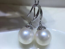 huge pair of  12-13mm south sea  white pearl dangle earring 925s(mr) picture