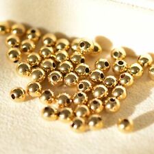 On Sale Pure 14k Yellow Gold 3mmW Round Smooth DIY Loose Bead Small Size picture
