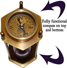 Brass Sand Timer Hourglass with Maritime Brass Compass Elevate Your Space picture
