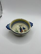 Vintage Hand Painted Henriot Quimper Faience Pottery Lug Cereal/Soup Bowl - 2 picture
