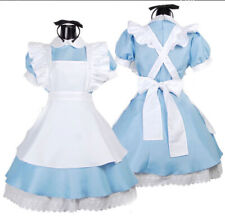 Alice in Wonderland Costume Waitress Uniform Maid Blue Dress Halloween Cosplay picture