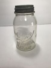 Vintage Drey Perfect Mason Quart Jar w/ Zinc Lid Light Smokey Yellow Tint picture