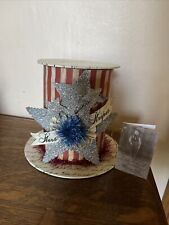 Bethany Lowe Dee Foust Fourth Of July Hat Box Retired 5.5” Stars And Stripes picture