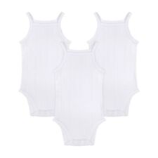 Buyless Fashion Baby Boy White Eyelet Camisole In Soft Cotton Colored Trim picture