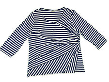 Chicos Size 2 Blue White Striped Layered Top 3/4 Sleeve picture