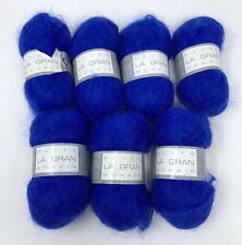 Lot of 7 Skeins Elite La Gran 74% Mohair Yarn in Royal Blue Vintage Same Lot picture