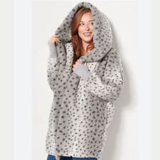 G.I.L.I. Womens XS/S Gray Leopard The Lounger Regular Oversized Sherpa Hoodie picture