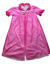Vintage 60s MCM Barbiecore Nylon USA Pink Peignoir Robe Housecoat Negligee M picture
