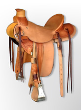Western Leather wade Roping Ranch hand carved Horse Saddle 10